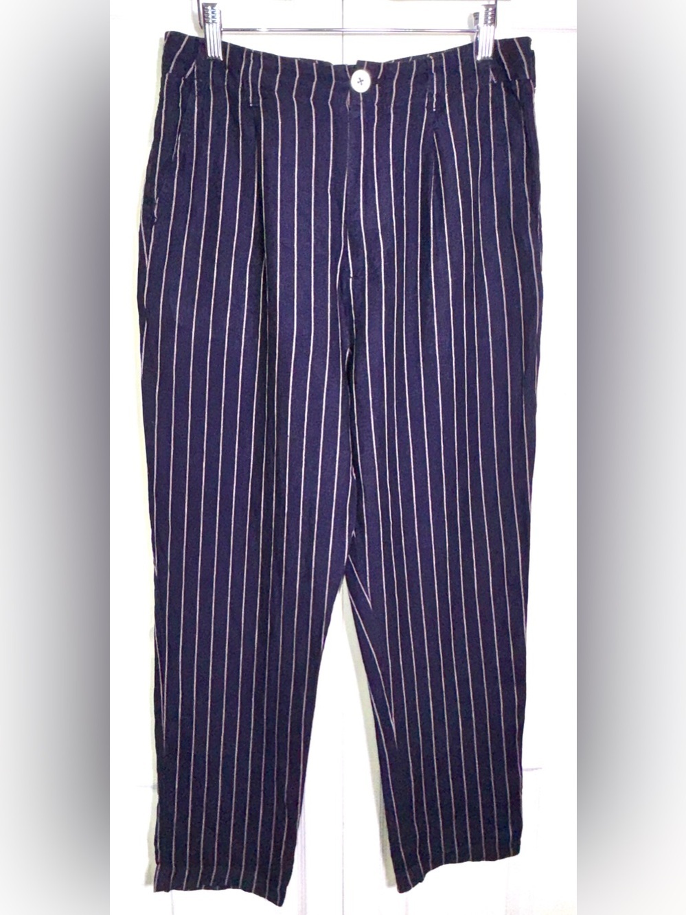 Alex Mill Linen Stripe Boy Pants In Navy/ Ivory size 6